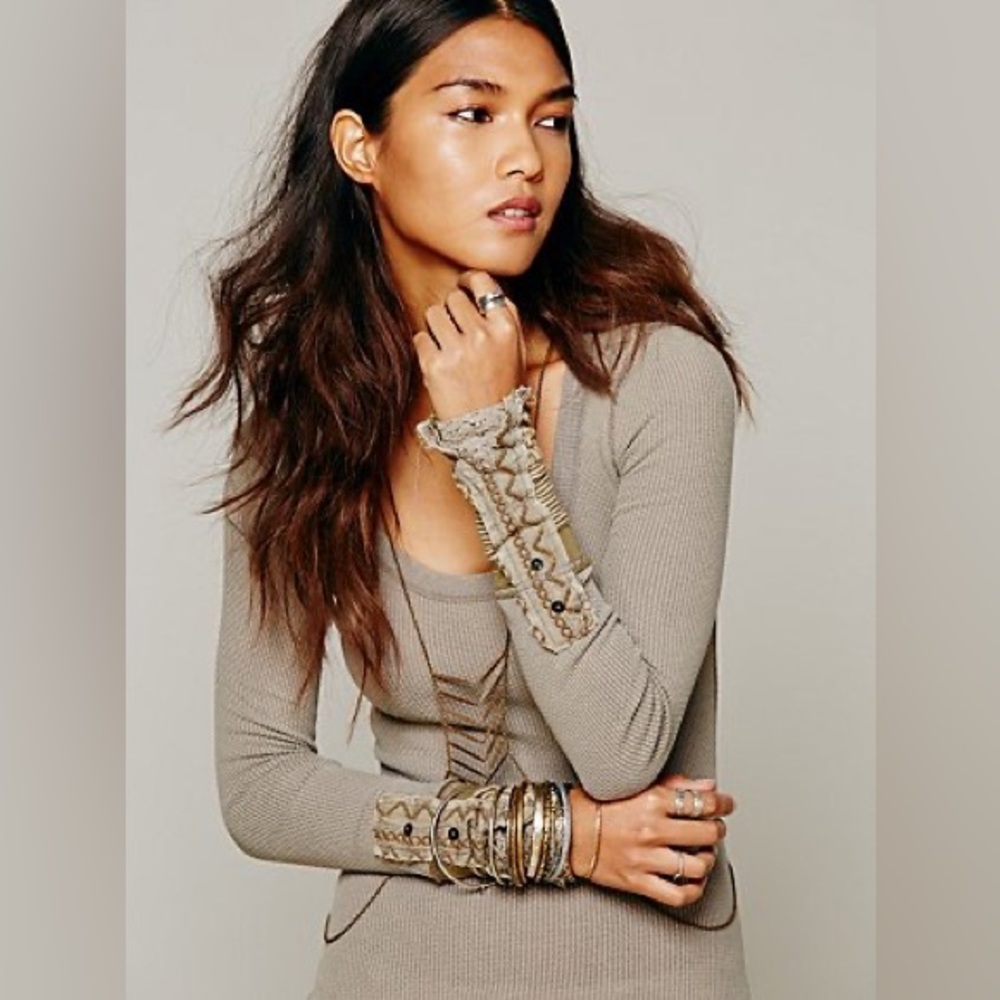 Free People We the Free Kyoto Cuff Thermal in Mushroom